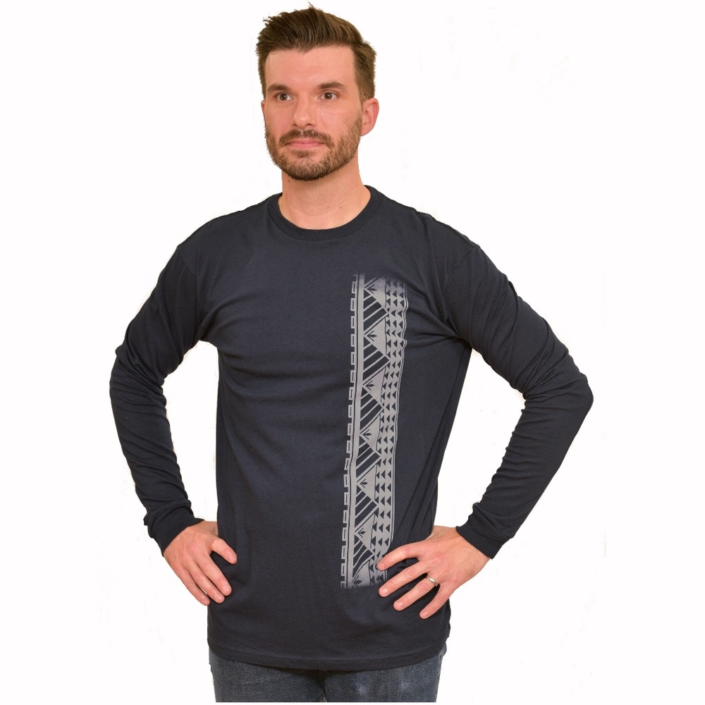 Men's Long Sleeve Shirt with Samoan Tattoo Print